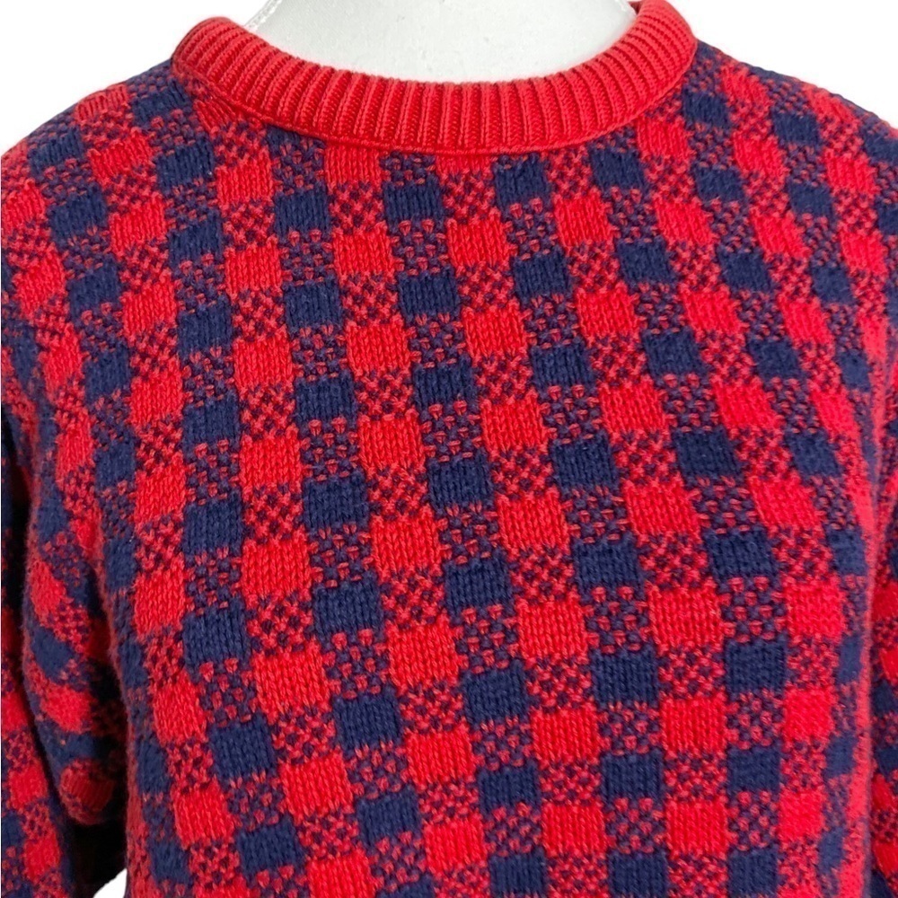 Catcher Vintage Red & Blue Checkered Cotton Crew Neck Sweater - Picture 2 of 8